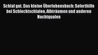 Schlaf gut. Das kleine Überlebensbuch: Soforthilfe bei Schlechtschlafen Albträumen und anderen