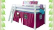 Cabin Bed Mid Sleeper in White   Mattess with Tent Pink 5758WG-PINK MATTRESS