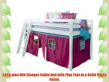 Cabin Bed Mid Sleeper in White   Mattess with Tent Pink 5758WG-PINK MATTRESS