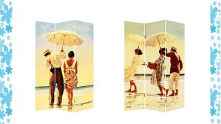 6FT Tall 3 Panel 2 Fold Sunshade Beach Room Divider Canvas Dressing Screen From Lillyvale