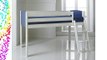 Cabin Bed Mid Sleeper 3Ft Single White with Blue End Panels. Made In The UK.
