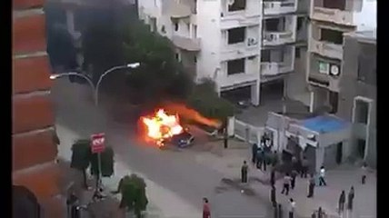 Car Blast at road after accident-Dangerous Scene