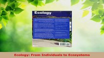 Read  Ecology From Individuals to Ecosystems PDF Free