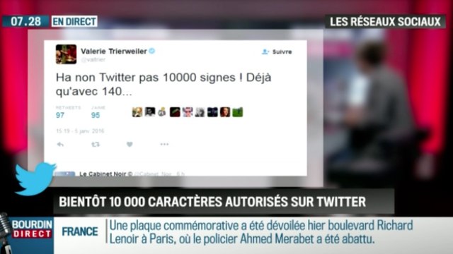 La réponse de Valérie Trierweiler après l’annonce de la fin des 140 signes sur Twitter - ZAPPING ACTU DU 06/01/2016.
