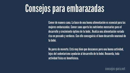 consejos para embarazadas