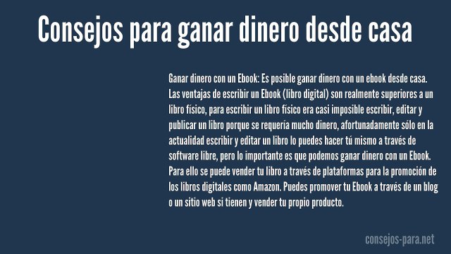 consejos para ganar dinero en casa