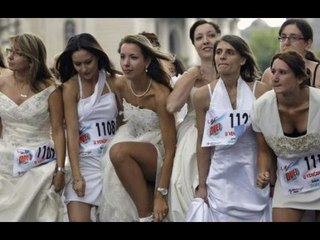 Funny Brides Race Competition at NY Times Square