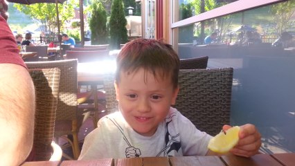 3-year-old reacts after tasting lemon for the first time