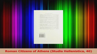 PDF Download  Roman Citizens of Athens Studia Hellenistica 40 Read Online