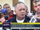 Diosdado Cabello: Asamblea Nacional puede paralizarse tras su desacato