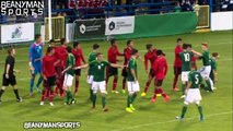 Shocking Scenes As Mexican Player Kicks Northern Ireland Player In The HEAD During Milk Cu