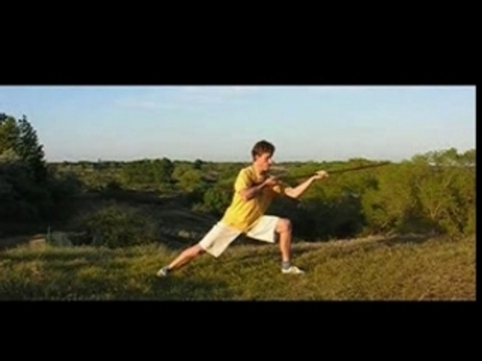 Wushu staff poking