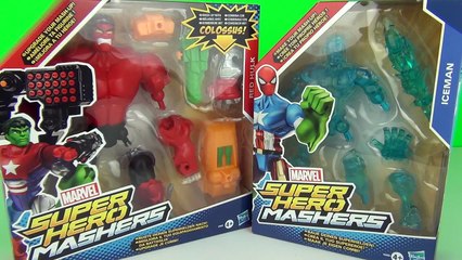 Marvel Super Hero Mashers Red Hulk vs Iceman Figures Toy Review Unboxing Hasbro Toys