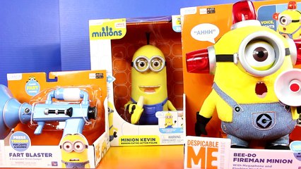The Minions Movie Minion Kevin, Bee-Do Fireman Minion, & the Fart Blaster