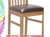 Hobart Bar Stool - Slatted Back - Leather Seat - Oak