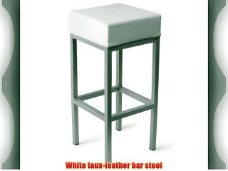 Cuboid Bar Stool White | Commercial Bar Stool 4 Leg Bar Stool | Faux Leather Bar Stool Kitchen