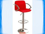 Premier Housewares Adjustable Bar Chair with Leather Effect Seat and Chrome Arms - Footrest