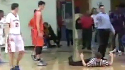 High School Basketball Coach Drops Referee with Head Butt