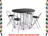 Goldeal Family Dining 5pcs Folding Table Set Modern Home Desk   Chairs Black Silver