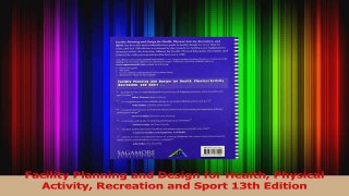 PDF Download  Facility Planning and Design for Health Physical Activity Recreation and Sport 13th PDF Online