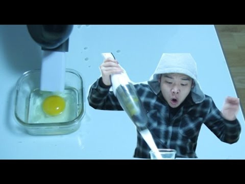 진공청소기로 달걀 빨아들이기 - 스팀보이(액체침투폭발사건)