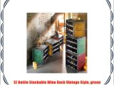 12 Bottle Stackable Wine Rack Vintage Style green