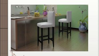 Set of 2 Modern White Artificial Leather Bar Stool