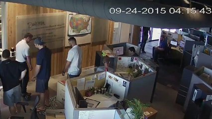 the new guy try out the hover board