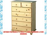 ANTIQUE PINE LARGE 5 2 CHEST - 2 SMALL DRAWERS