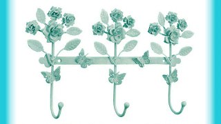 6Y1110 Wall peg - Wardrobe - Flowers and butterflies - White ca. 14.6 x 8.3 x 2.4 in