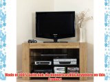 Kuba Chunky Solid Oak Wood Glass Corner TV Hi-Fi Cabinet Stand Unit (104 W x 60 H x 61 D cm)
