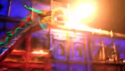 Epic: Light Show Featuring A Fire Breathing Dragon Is Seen On The Side Of A Building!