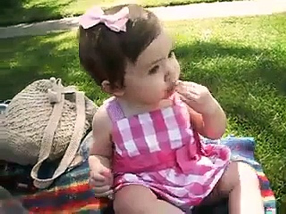 baby eats grass.AVI