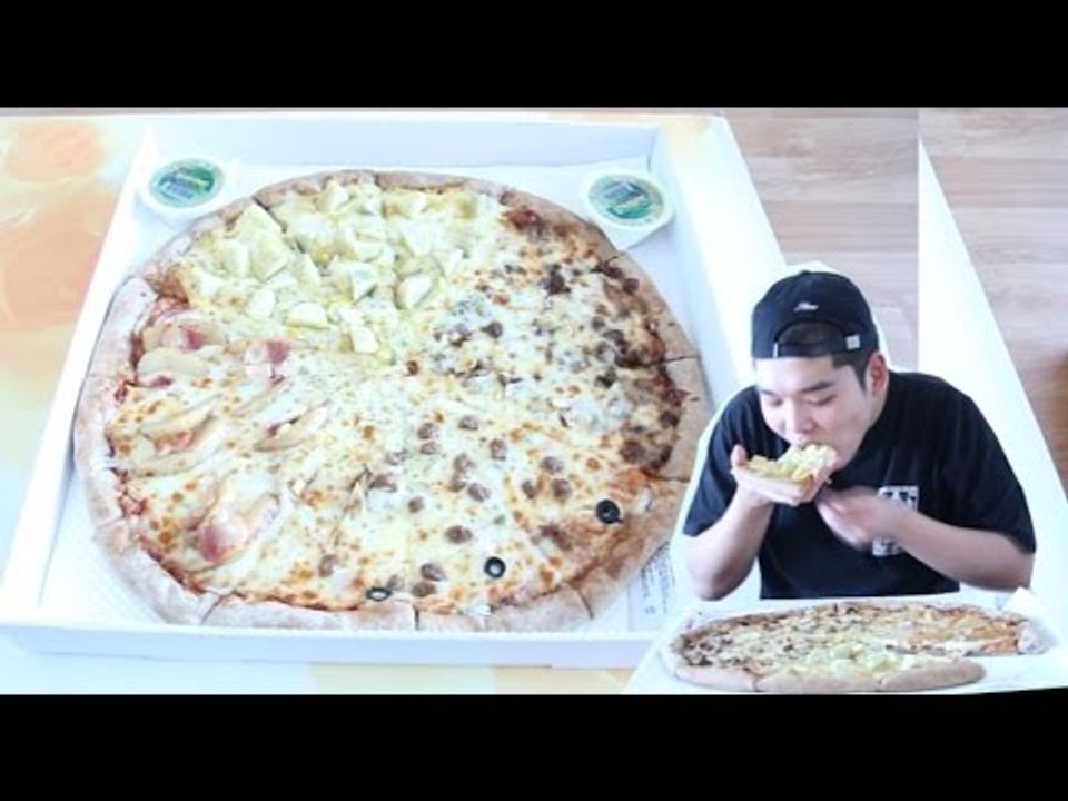 "44cm 초대형 4가지맛 빅사이즈 피자 먹방도전!" - 스팀보이 (giant pizza eating show)