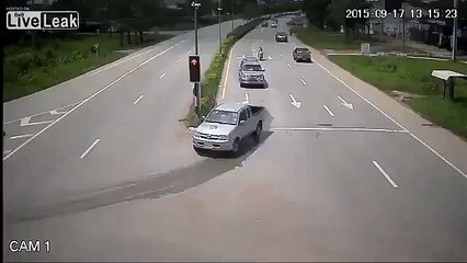 CCTV Captures a Pick up Truck Rear Ending Bike