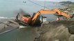 Bad backhoe loader driver sinks a Boat and his Truck!