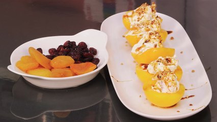 Melocotones en almíbar rellenos - Postre fácil