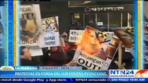 Cientos de surcoreanos protestan tras ensayo de la bomba nuclear por el Gobierno de Corea del Norte