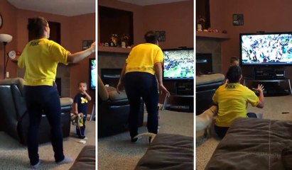Michigan Fan Rages In Front Of Her Kids