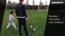 Cristiano Ronaldo practicing free-kicks during the winter break with his son