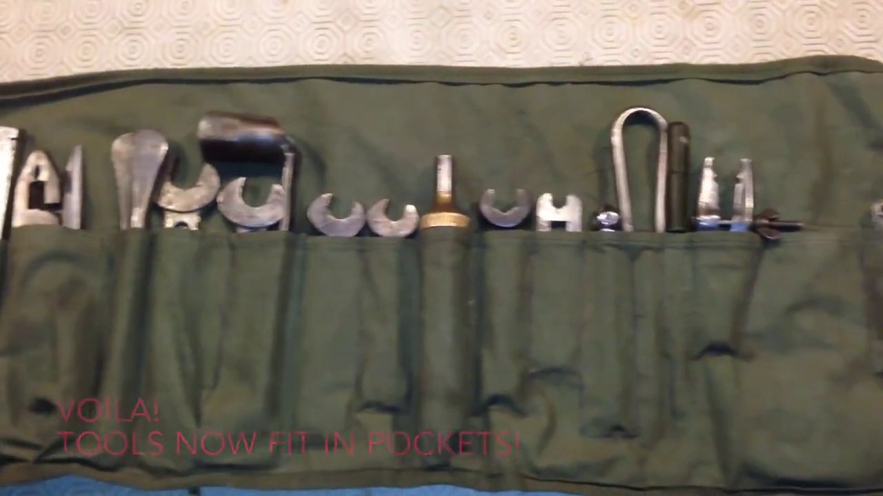 Customising an army tool roll for my Royal Enfield Meteor Minor De Liuxe