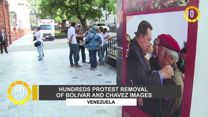 In 60 Seconds: Hundreds protest removal of Chavez images in Venezuela