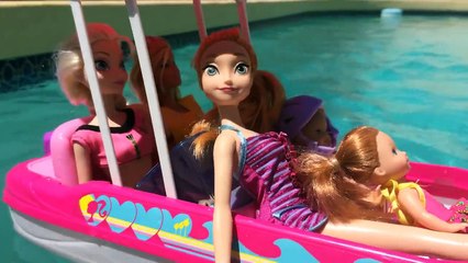 Barbie Mike The Merman Saves Elsa, Anna and Frozen Kids from Glam Boat Accident Mermaid Toys