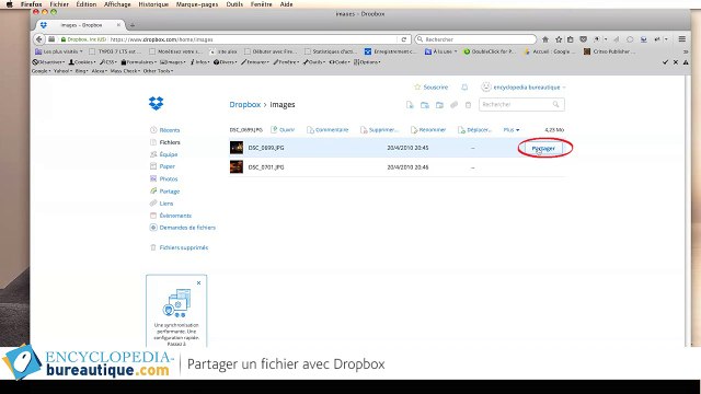 Comment partager un fichier avec Dropbox