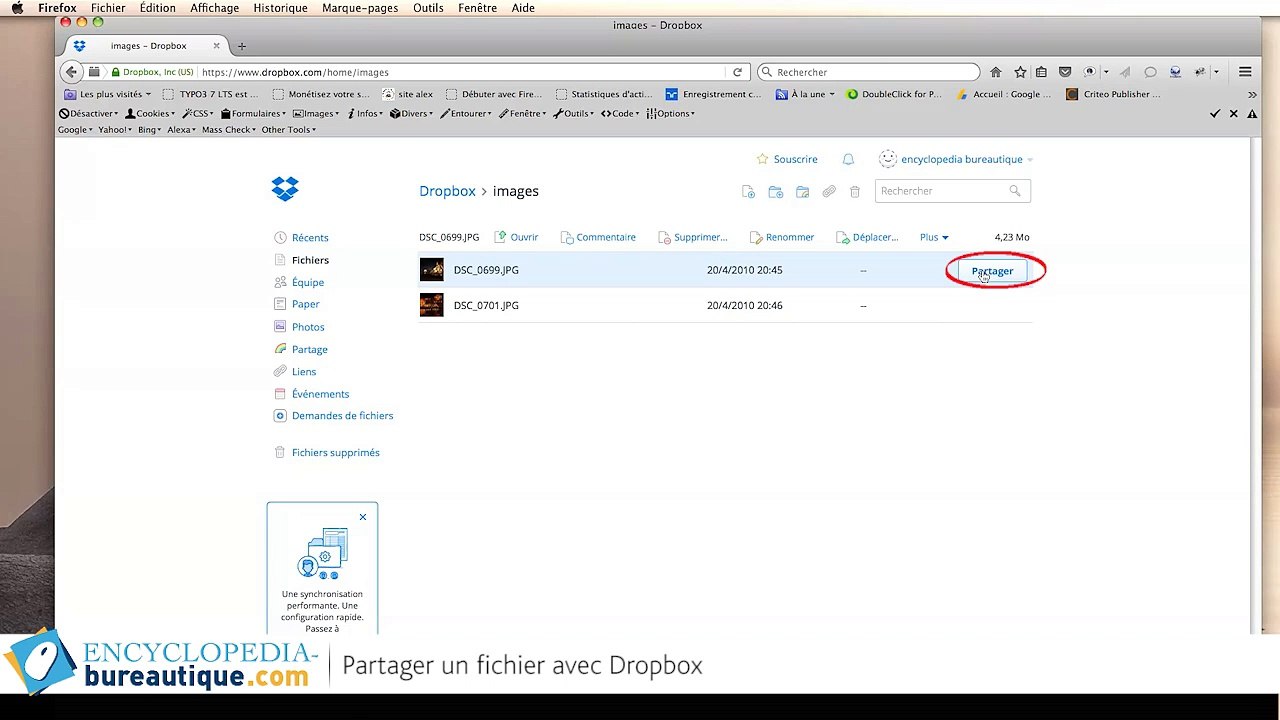 Comment partager un fichier avec Dropbox