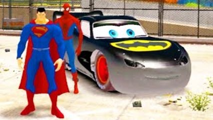 Fun Playtime w/ Spider Man & Superman ! They Play with McQueen Disney Cars + Kids Songs