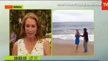 Hilarious moment TV presenter left red-faced after losing her bikini top during live broadcast