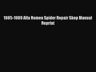 PDF Download 1985-1989 Alfa Romeo Spider Repair Shop Manual Reprint Read Online