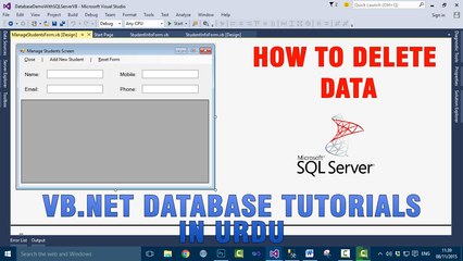 P(10) VB.NET Database Tutorial In Urdu - How to Delete Data