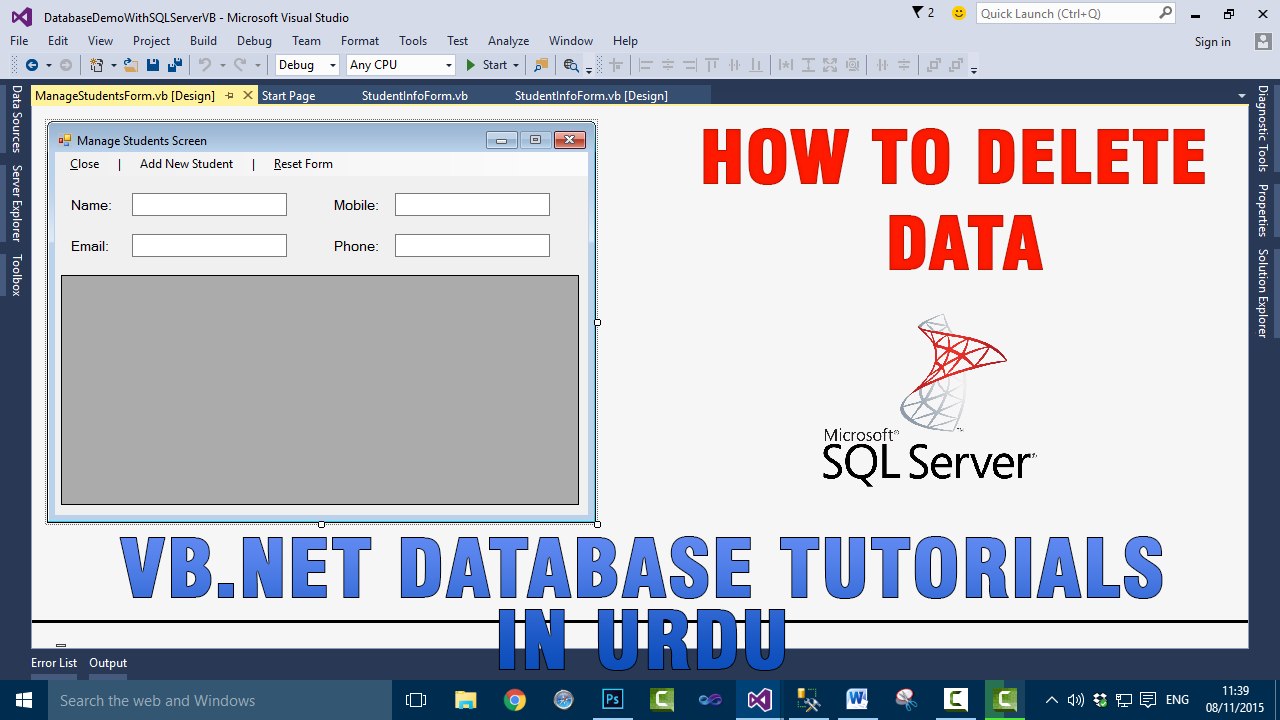 P(10) VB.NET Database Tutorial In Urdu - How to Delete Data